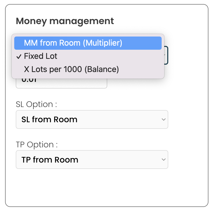 TradeLocker Money Management Option